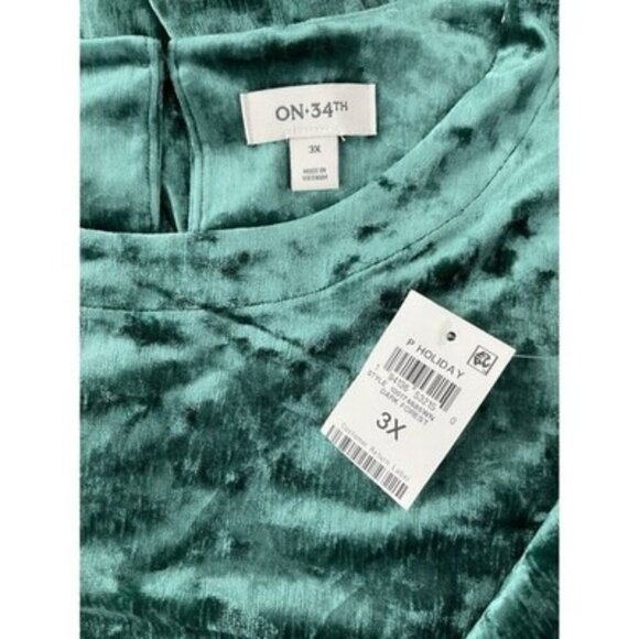 On 34th Dark Forest Green Crushed Velvet Midi Dress Plus 3X NWT - Picture 5 of 6